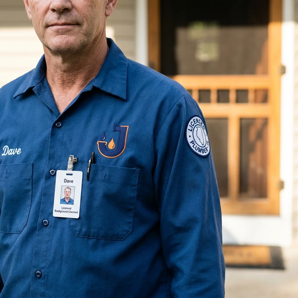 Licensed plumber showing ID badge in Somerset, OH